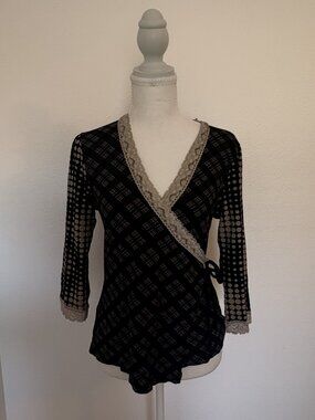✨ Promod Ballet-Inspired Wrap Top with Lace Details ✨ Size Medium